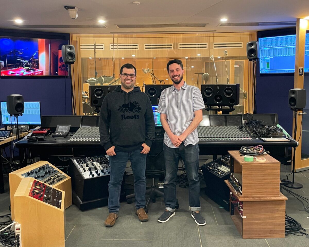 Justin Gray & Alex Gamble with Dolby Atmos playback system